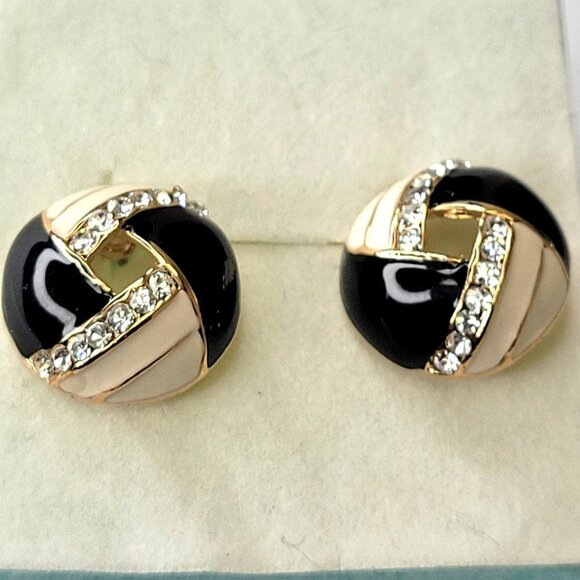 Round Black White Earrings Small Mini Earrings - Picture 7 of 10